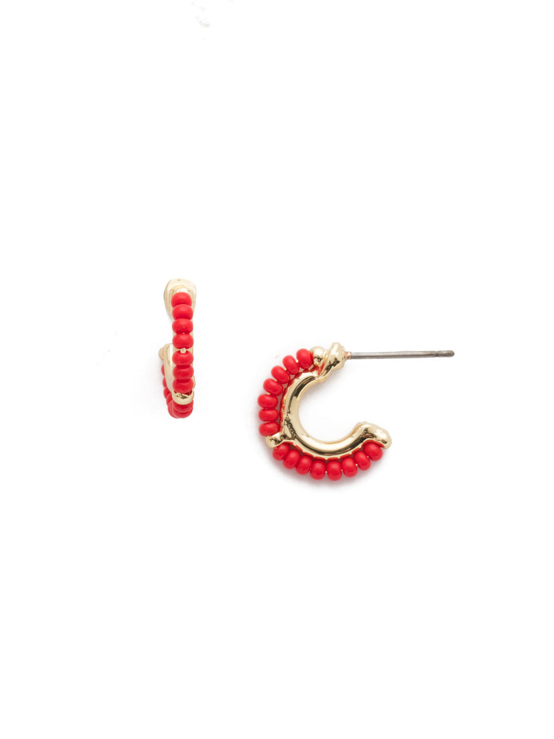 Sunrise Hoop Earring - EEH2BGRCO - Simple yet sophisticated, this pair of post features rings of handcrafted beadwork to perfectly showcase your one-of-a-kind personality. From Sorrelli's Red Coral collection in our Bright Gold-tone finish.