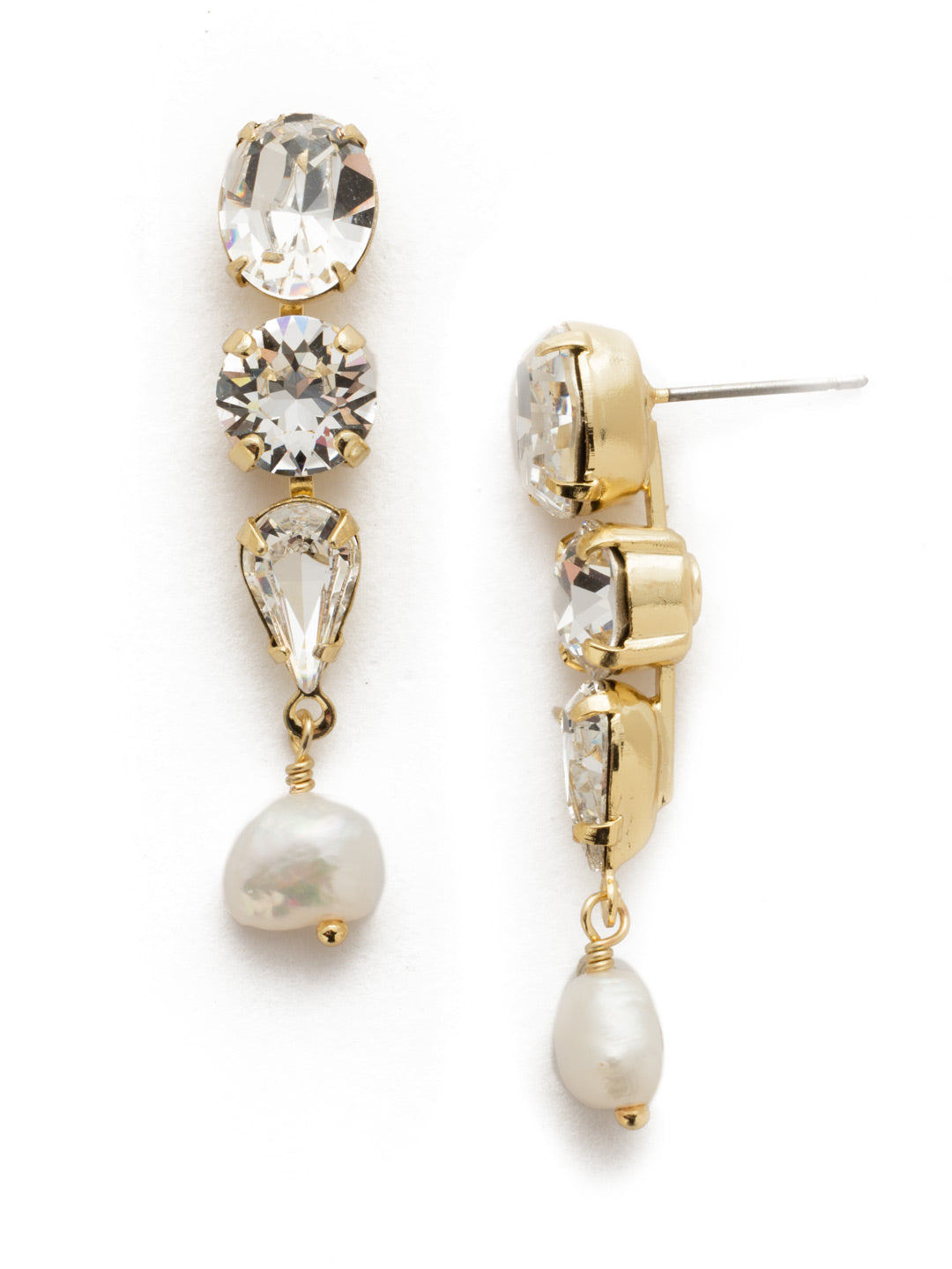 Cadenza Dangle Earrings - EEH30BGMDP - <p>Fasten on fashion when you wear this pair. Crystals and freshwater pearls ooze glamour. From Sorrelli's Modern Pearl collection in our Bright Gold-tone finish.</p>