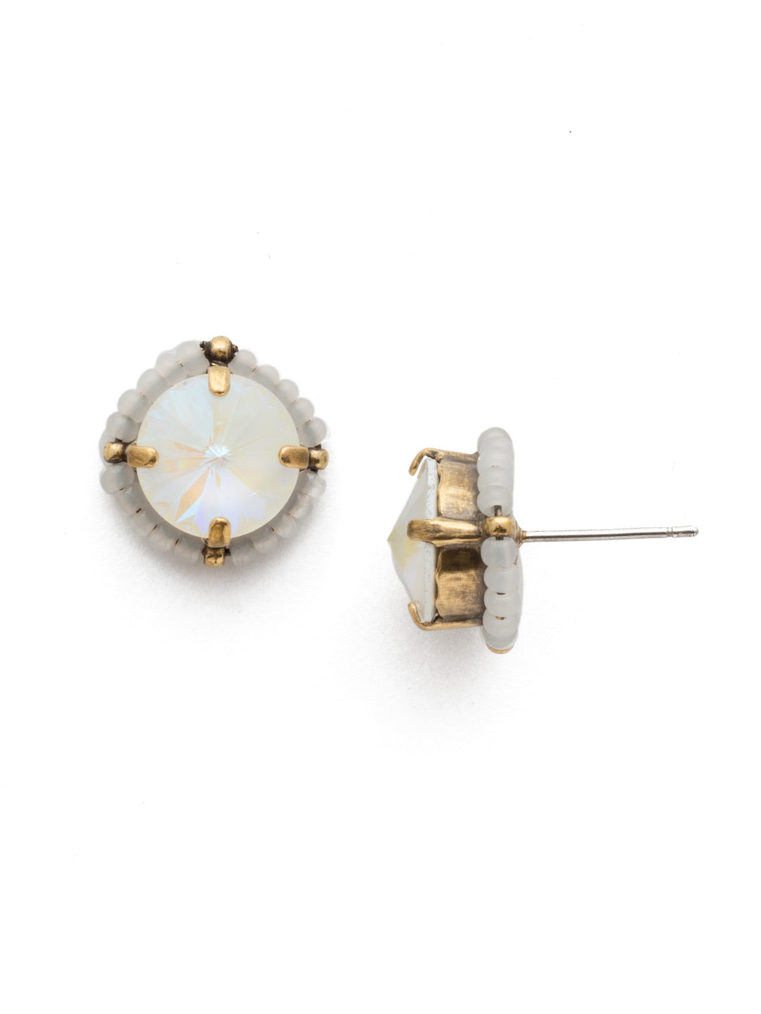 Aliana Stud Earrings - EEH7AGROB - <p>Classic crystal studs get a 'wow' factor when they're lined with handcrafted beadwork. From Sorrelli's Rocky Beach collection in our Antique Gold-tone finish.</p>