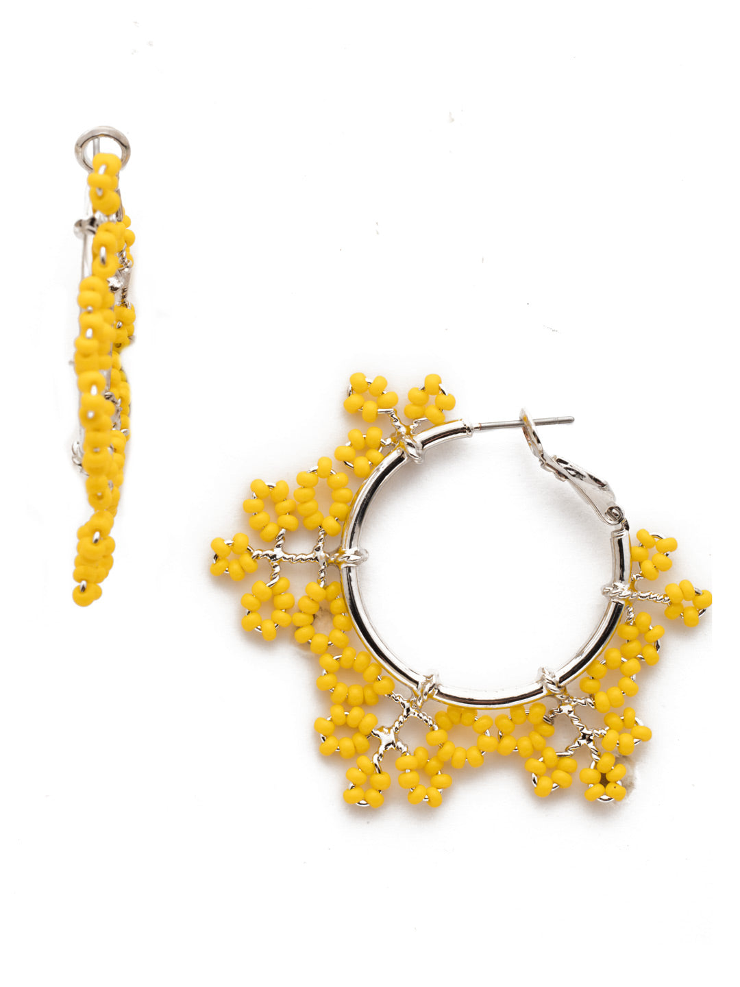 Sefina Large Hoop Earring - EEH8RHYEL - Make a statement in this pair of hoops covered in handcrafted beadwork. From Sorrelli's Bright Yellow collection in our Palladium Silver-tone finish.