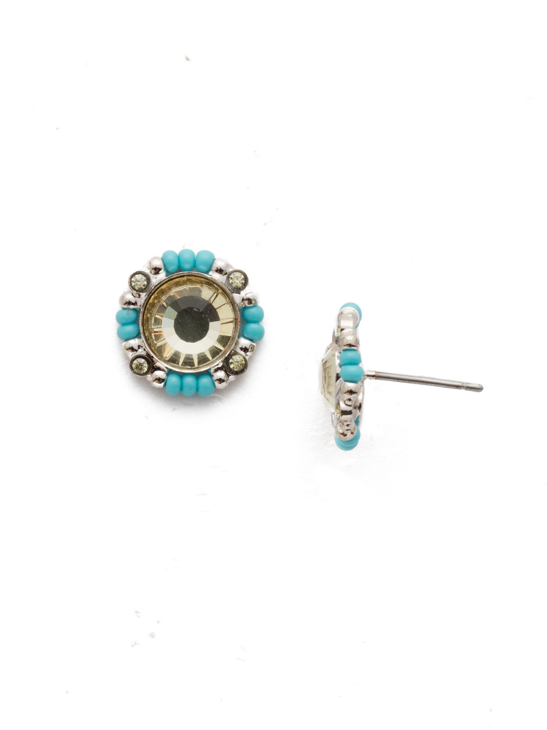 Ebe Post Earrings - EEH9RHTHT - <p>Classic crystal studs get a stylish upgrade with a bit of handcrafted beadwork...perfect for pairing with absolutely any outfit. From Sorrelli's Tahitian Treat collection in our Palladium Silver-tone finish.</p>