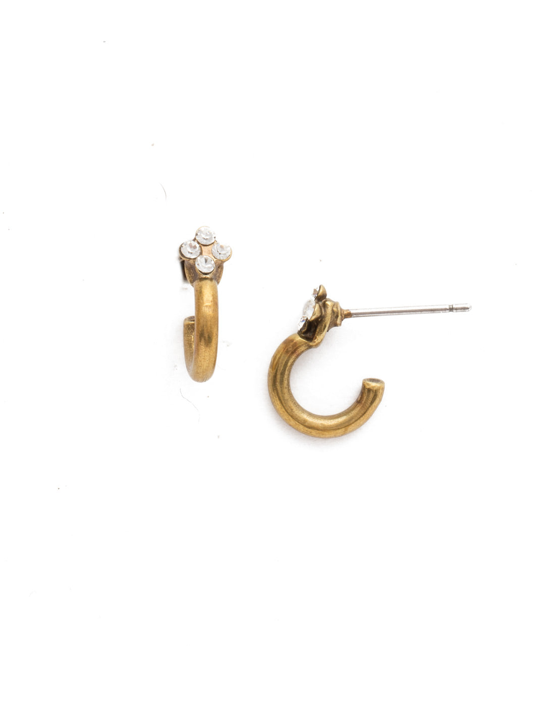 Imogene Hoop Earrings - EEJ3AGCRY - A classic Sorrelli style to make a statement or wear everyday. From Sorrelli's Crystal collection in our Antique Gold-tone finish.