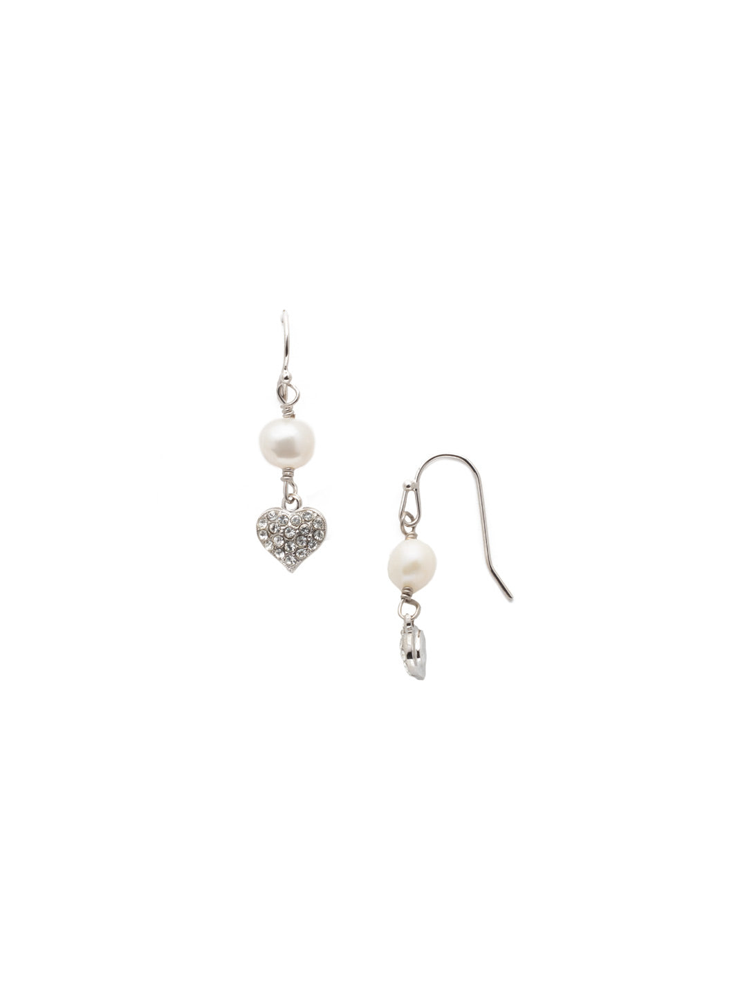 Pippa Dangle Earrings - EEM6PDCRY - <p>A freshwater pearl followed by a crystal heart. Two beautiful shapes that represent love and compassion. From Sorrelli's Crystal collection in our Palladium finish.</p>