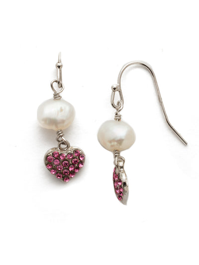 Pippa Dangle Earrings - EEM6RHAB - <p>A freshwater pearl followed by a crystal heart. Two beautiful shapes that represent love and compassion. From Sorrelli's Apple Blossom collection in our Palladium Silver-tone finish.</p>
