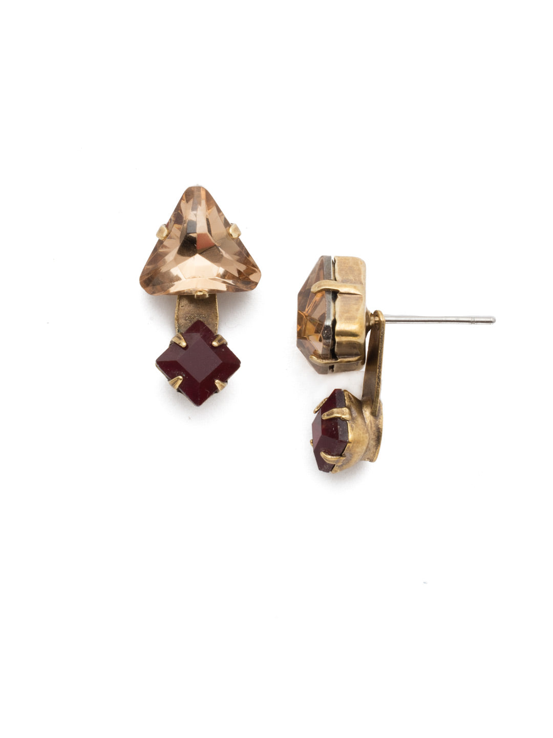 Emma Stud Earrings - EEN12AGMMA - <p>The Emma Stud Earrings are just the pair when you're looking for a bit of unique, yet subtle, sparkle. Find it with the featured triangle crystals that come together for serious sparkle. From Sorrelli's Mighty Maroon collection in our Antique Gold-tone finish.</p>