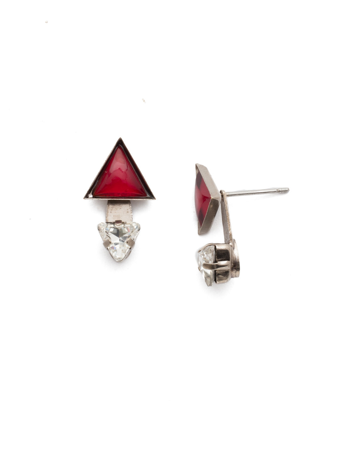 Emma Stud Earrings - EEN12ASGDAR - <p>The Emma Stud Earrings are just the pair when you're looking for a bit of unique, yet subtle, sparkle. Find it with the featured triangle crystals that come together for serious sparkle. From Sorrelli's Game Day Red collection in our Antique Silver-tone finish.</p>