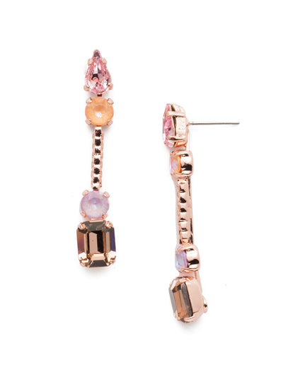 Jolene Dangle Earrings - EEN18RGLVP - <p>The Jolene Dangle Earrings are the pair you put on when you're not afraid of making other envious. They refuse to be ignored, screaming "look at me" with edgy metal detail and prominent pear and bagquette stones. From Sorrelli's Lavender Peach collection in our Rose Gold-tone finish.</p>