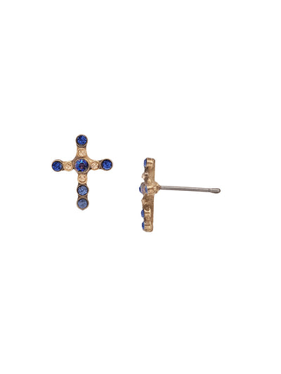 Miley Cross Stud Earring - EEN1AGVBN - <p>The Miley Stud Earrings are the easy go-to pair for both cross and crystal-bling lovers. They feature both and are a win-win. From Sorrelli's Venice Blue collection in our Antique Gold-tone finish.</p>