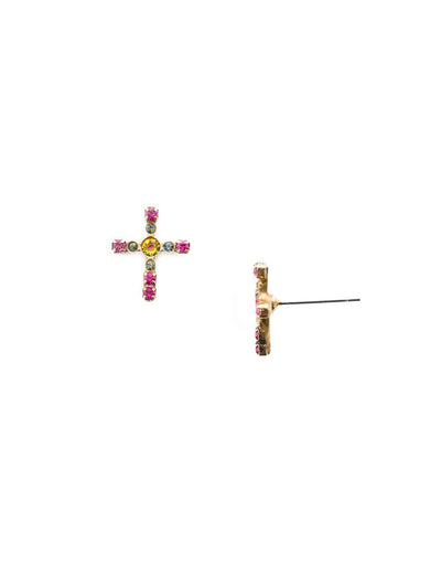 Miley Cross Stud Earring - EEN1AGVO - <p>The Miley Stud Earrings are the easy go-to pair for both cross and crystal-bling lovers. They feature both and are a win-win. From Sorrelli's Volcano collection in our Antique Gold-tone finish.</p>