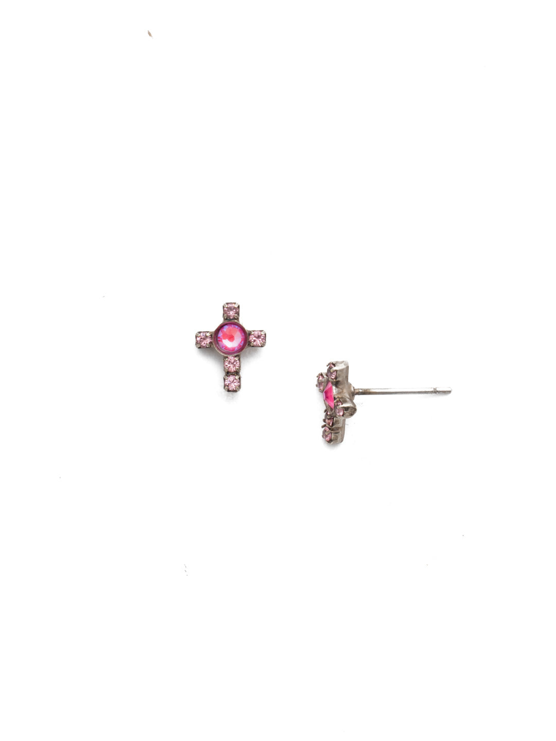 Miley Cross Stud Earring - EEN1ASETP - <p>The Miley Stud Earrings are the easy go-to pair for both cross and crystal-bling lovers. They feature both and are a win-win. From Sorrelli's Electric Pink collection in our Antique Silver-tone finish.</p>