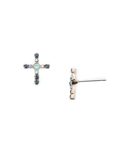 Miley Cross Stud Earring - EEN1ASNFT - The Miley Stud Earrings are the easy go-to pair for both cross and crystal-bling lovers. They feature both and are a win-win. From Sorrelli's Night Frost collection in our Antique Silver-tone finish.
