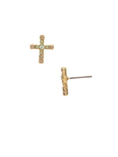 Miley Cross Stud Earring - EEN1BGSGR - <p>The Miley Stud Earrings are the easy go-to pair for both cross and crystal-bling lovers. They feature both and are a win-win. From Sorrelli's Sage Green collection in our Bright Gold-tone finish.</p>