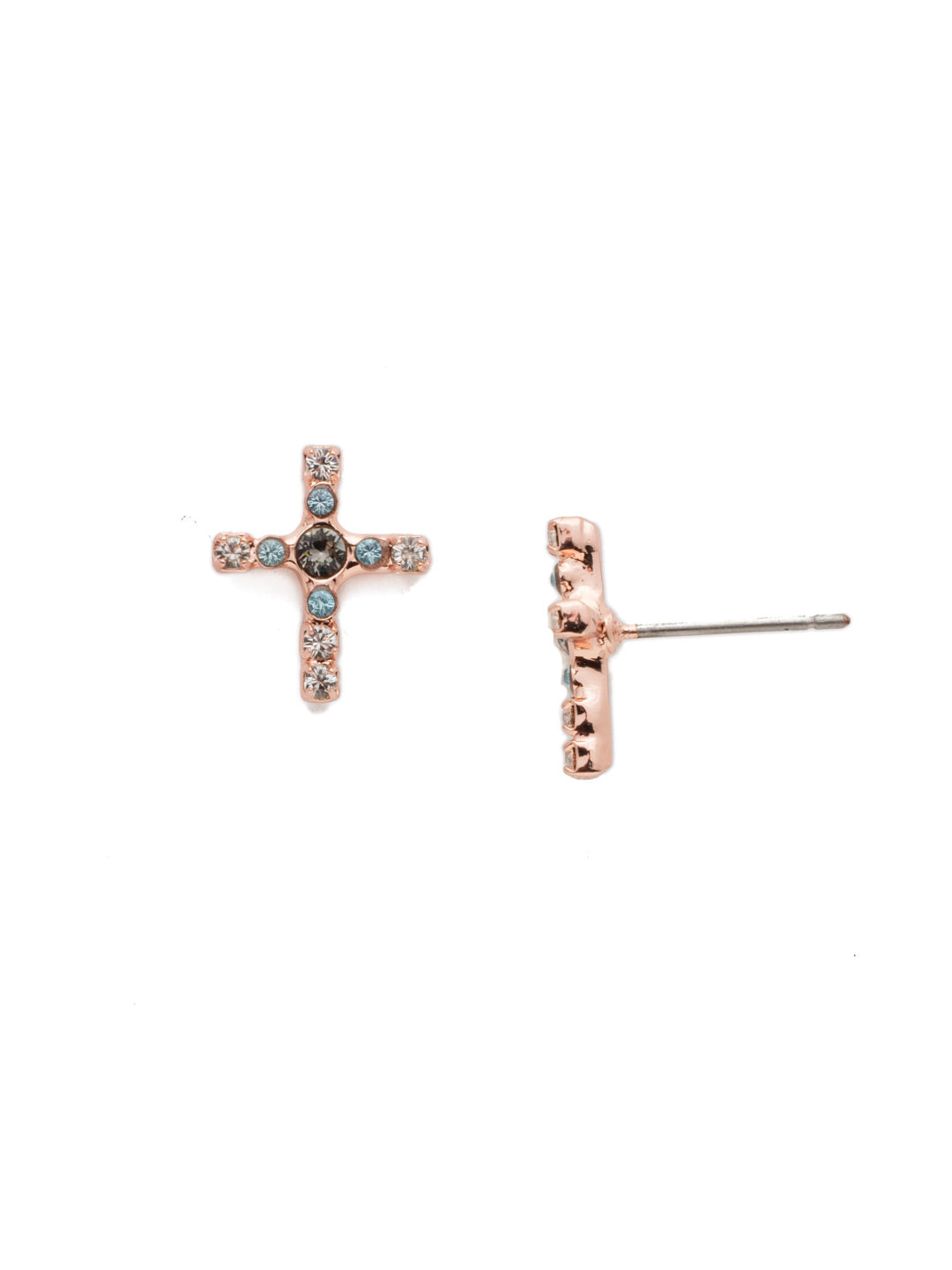 Miley Cross Stud Earring - EEN1RGCAZ - <p>The Miley Stud Earrings are the easy go-to pair for both cross and crystal-bling lovers. They feature both and are a win-win. From Sorrelli's Crystal Azure collection in our Rose Gold-tone finish.</p>