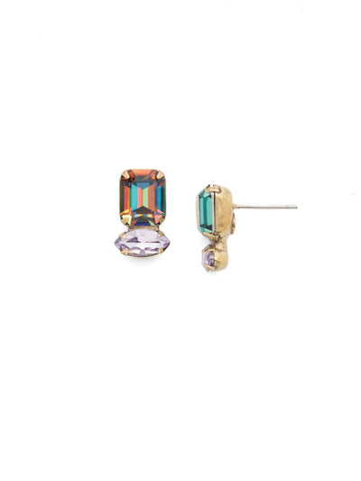 Mia Stud Earrings - EEN25AGIRB - The Mia Stud Earrings are just the pair when you want to sparkle, but subtly. Adding interest by way of shape, they feature fun baguette and navette crystals. From Sorrelli's Iris Bloom collection in our Antique Gold-tone finish.