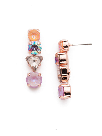 Brittany Dangle Earrings - EEN28RGLVP - The Brittany Dangle Earrings are seriously sparkling beauties. Bling on with drips of crystal stones in various shapes. You don't have to decide on just one. From Sorrelli's Lavender Peach collection in our Rose Gold-tone finish.