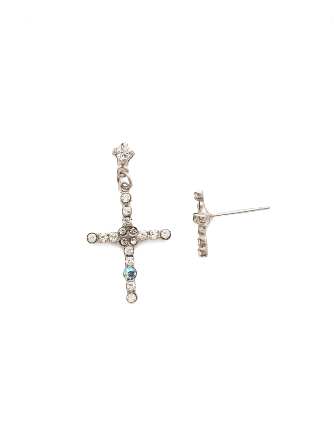 Alexis Stud Earrings - EEN2ASSTC - <p>The Alexis Stud Earrings are versatility in a cross style. Show you can rock the trend in a different way with these two unique crystal covered crosses: one is a simple, small stud; the other is a dangler in a larger size. From Sorrelli's Storm Clouds collection in our Antique Silver-tone finish.</p>
