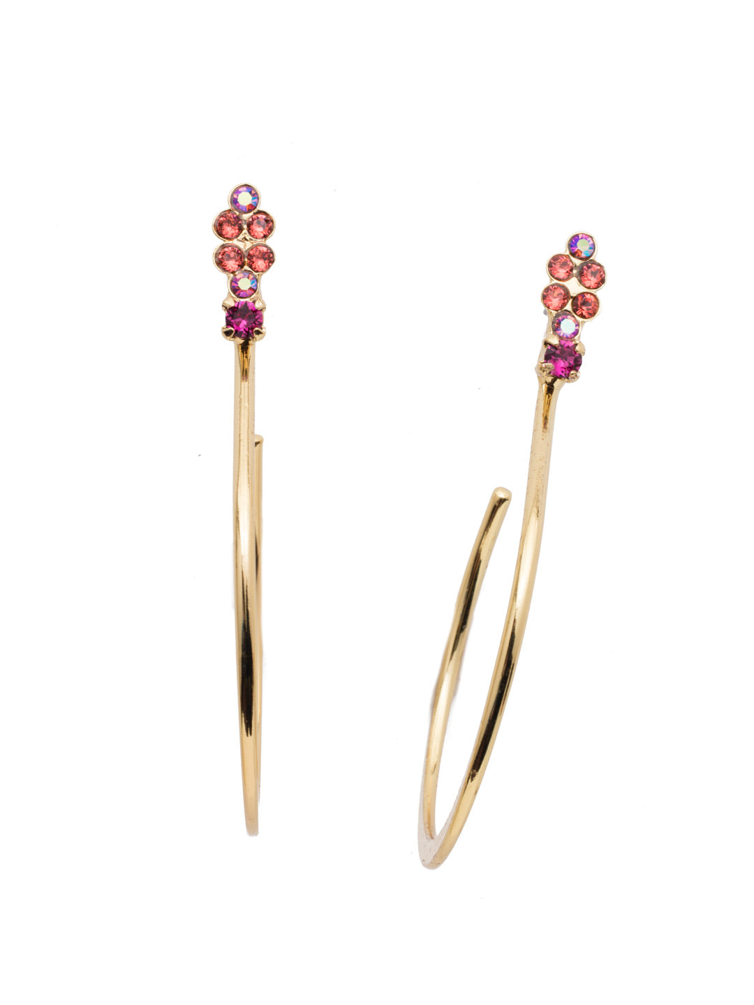 Darcie Hoop Earrings - EEN71BGBGA - The Darcie Hoop Statement Earrings are stylish and simple, offering up a classic hoop hook and just a touch of crystal sparkle at the top. From Sorrelli's Begonia collection in our Bright Gold-tone finish.