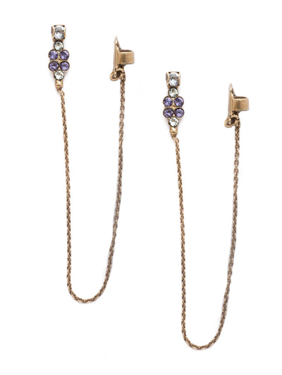 Faye Statement Earrings - EEN73AGIRB - <p>The Faye Statement Earrings are special. Start from the top and fasten on elegant crystal stones that sparkle. Then get ready for the edgy dangle of a fun metal strand. They're ready for their night out. From Sorrelli's Iris Bloom collection in our Antique Gold-tone finish.</p>