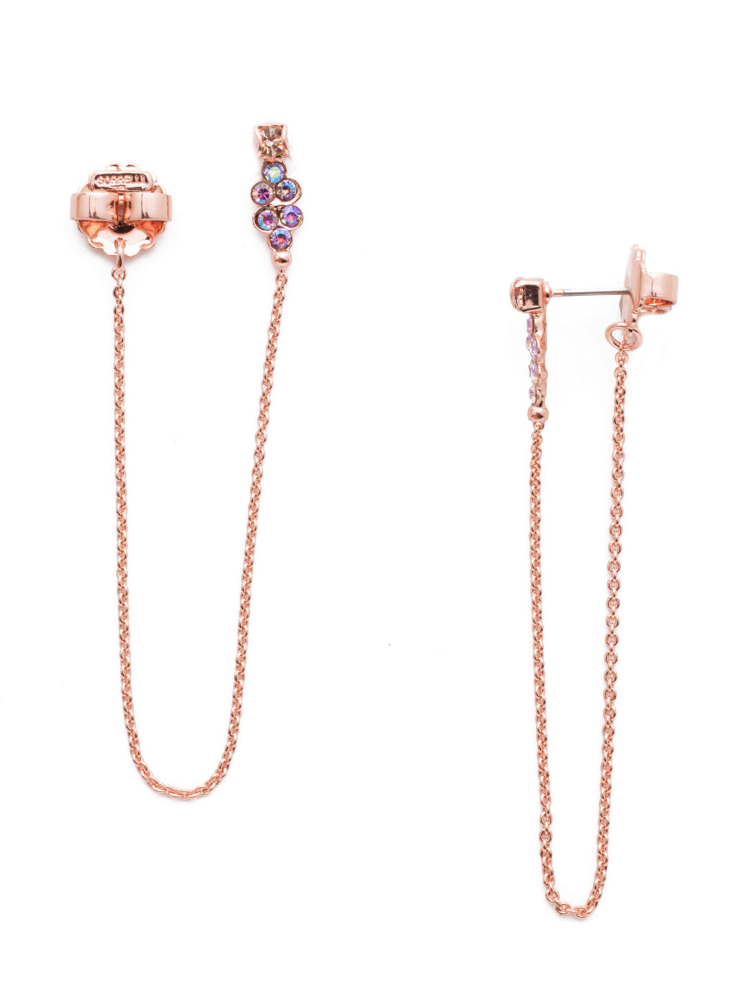 Faye Statement Earrings - EEN73RGLVP - <p>The Faye Statement Earrings are special. Start from the top and fasten on elegant crystal stones that sparkle. Then get ready for the edgy dangle of a fun metal strand. They're ready for their night out. From Sorrelli's Lavender Peach collection in our Rose Gold-tone finish.</p>
