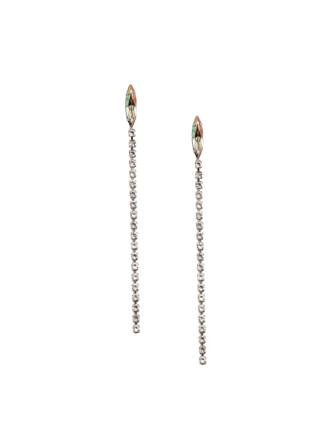 Annatalia Dangle Earrings - EEP10ASCRE - Fasten on the Annatalia Dangle Earring for drama. A dark navette stones drips with a row of round crystals for serious sparkle. From Sorrelli's Crystal Envy collection in our Antique Silver-tone finish.