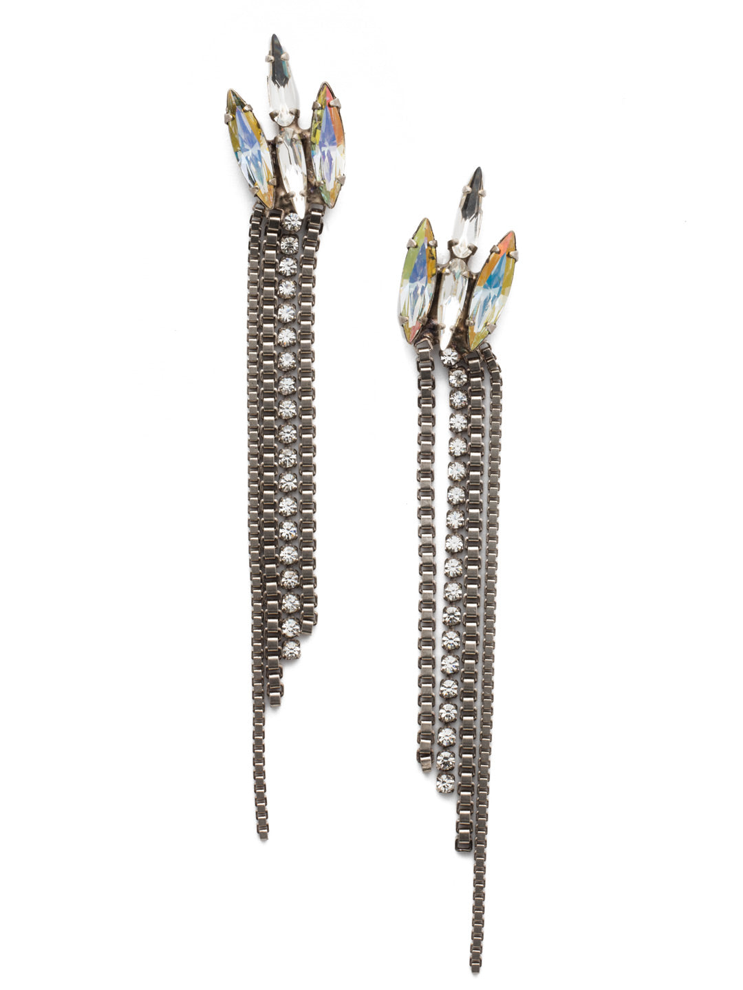 Banks Dangle Earrings - EEP11ASCRE - <p>The Banks Statement Dangle Earring demands attention. Try to ignore its four sparkling navette crystals dripping with metallic strands and even more crystal. You can't. From Sorrelli's Crystal Envy collection in our Antique Silver-tone finish.</p>