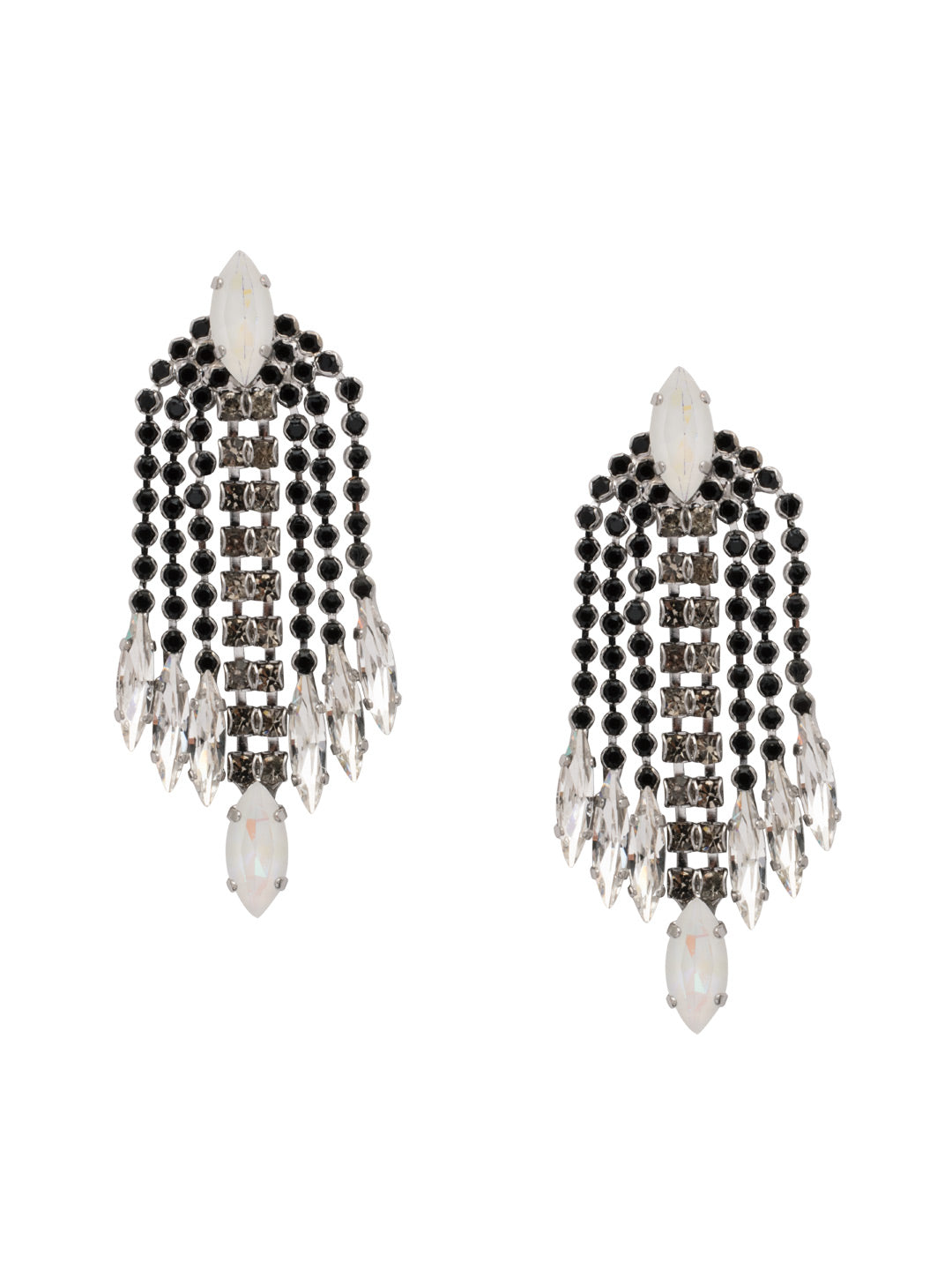 January Dangle Earrings - EEP12PDSNI - <p>Opulent might be an appropriate description for the January Statement Dangle Earrings. Dark and light combine in this crystal work, with look-at-me navette pieces at its beginning and end. From Sorrelli's Starry Night collection in our Palladium finish.</p>
