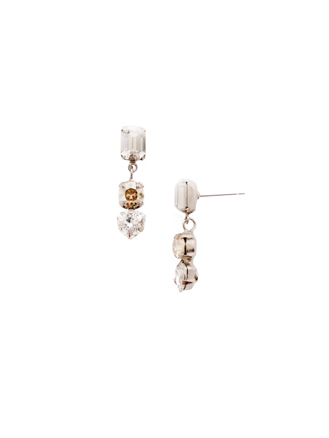 Florence Dangle Earrings - EEP13ASGNS - <p>A perfect trio of cushion-cut crystals combine in the Florence Dangle Earrings. These pair perfectly with a night out dress and elegant dinner. From Sorrelli's Golden Shadow collection in our Antique Silver-tone finish.</p>