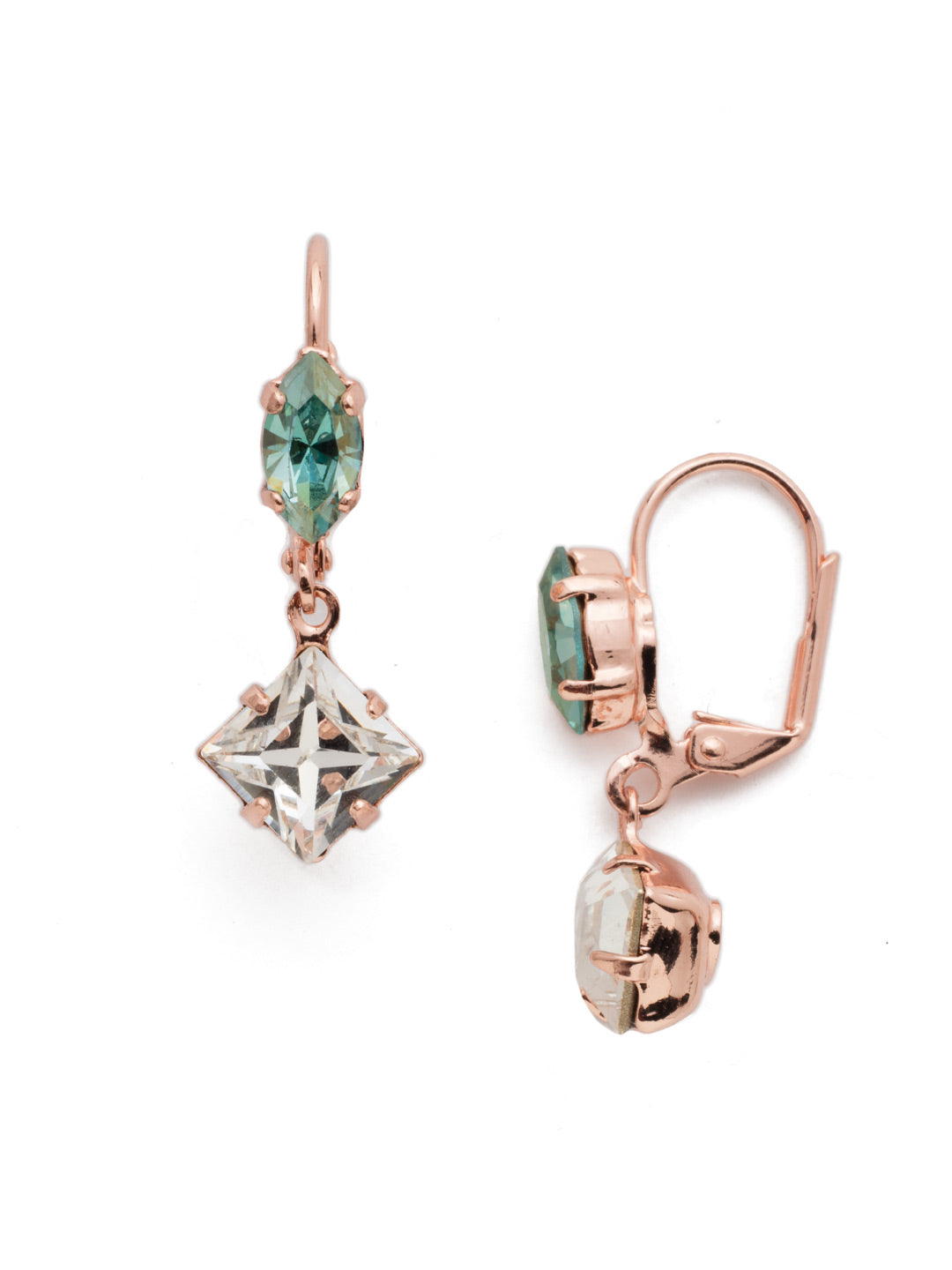 Malia Dangle Earrings - EEP16RGCAZ - The Malia French Wire Dangle Earring pairs a simple navette and diamond-shaped crystal for a perfectly pretty coupling. From Sorrelli's Crystal Azure collection in our Rose Gold-tone finish.