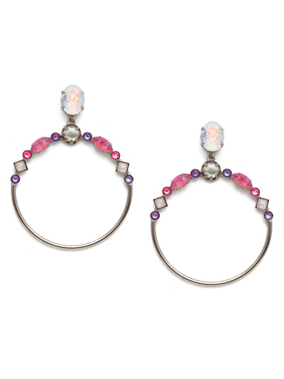Blake Statement Earring - EEP25ASETP - Certainly not your average earring, the Blake Statement Earrings are show-stoppers that drip from a dark-hued oval crystal. A pear takes center stage around sparkling crystal gems in round, navette and antique shapes. From Sorrelli's Electric Pink collection in our Antique Silver-tone finish.
