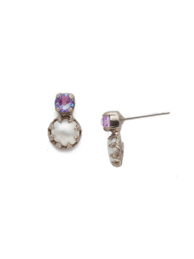 Katarina Stud Earrings - EEP2ASETP - Take a pair of pearls up a notch with dainty metal detail and the sparkle of a single shining crystal found in our Katarina Stud Earrings. From Sorrelli's Electric Pink collection in our Antique Silver-tone finish.