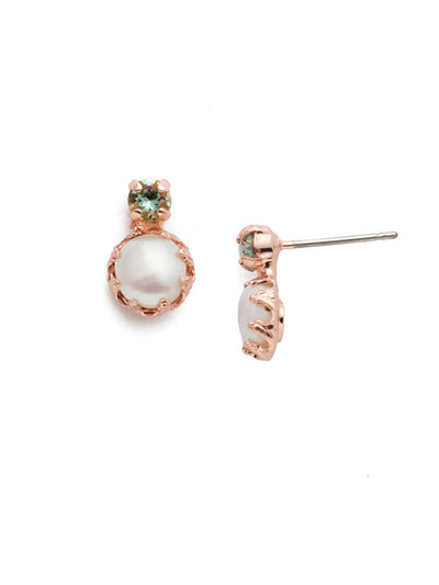 Katarina Stud Earrings - EEP2RGCAZ - <p>Take a pair of pearls up a notch with dainty metal detail and the sparkle of a single shining crystal found in our Katarina Stud Earrings. From Sorrelli's Crystal Azure collection in our Rose Gold-tone finish.</p>
