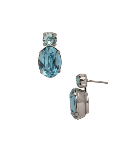 Briella Dangle Earrings - EEP500PDAQU - <p>Simple, yet classic. The oval shaped crystal hangs beautifully from a round crystal post. From Sorrelli's Aquamarine collection in our Palladium finish.</p>