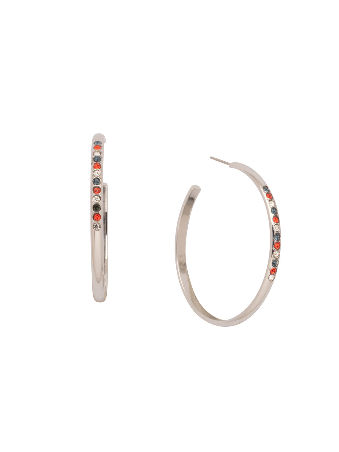 Bugsy Hoop Earrings - EEP56PDBTB - <p>Quirky and fun, that's the Bugsy Hoop Earring. Veering from the traditional metal hoop, this pair features a fun row of sparking crystals spot-on center. From Sorrelli's Battle Blue collection in our Palladium finish.</p>