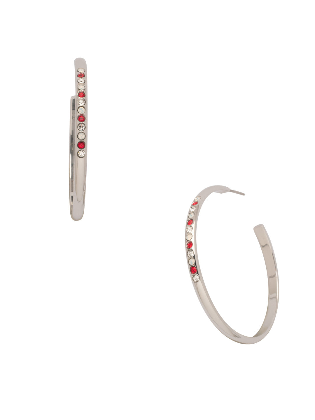Bugsy Hoop Earrings - EEP56PDCP - <p>Quirky and fun, that's the Bugsy Hoop Earring. Veering from the traditional metal hoop, this pair features a fun row of sparking crystals spot-on center. From Sorrelli's Crimson Pride collection in our Palladium finish.</p>