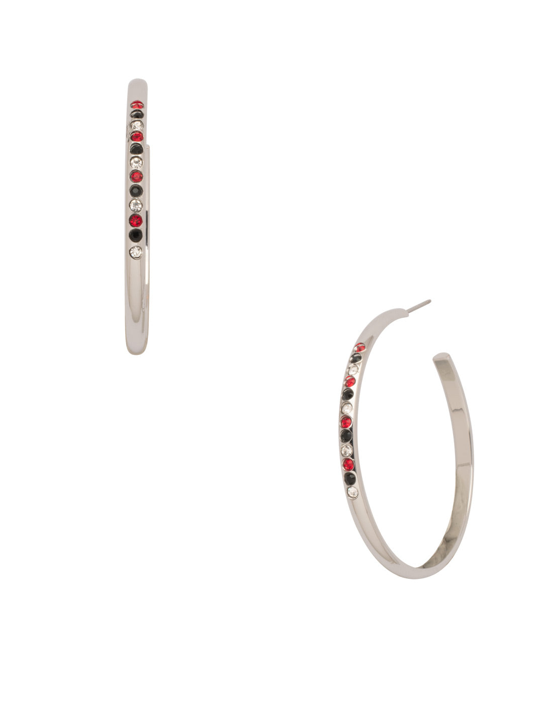 Bugsy Hoop Earrings - EEP56PDGDAR - <p>Quirky and fun, that's the Bugsy Hoop Earring. Veering from the traditional metal hoop, this pair features a fun row of sparking crystals spot-on center. From Sorrelli's Game Day Red collection in our Palladium finish.</p>