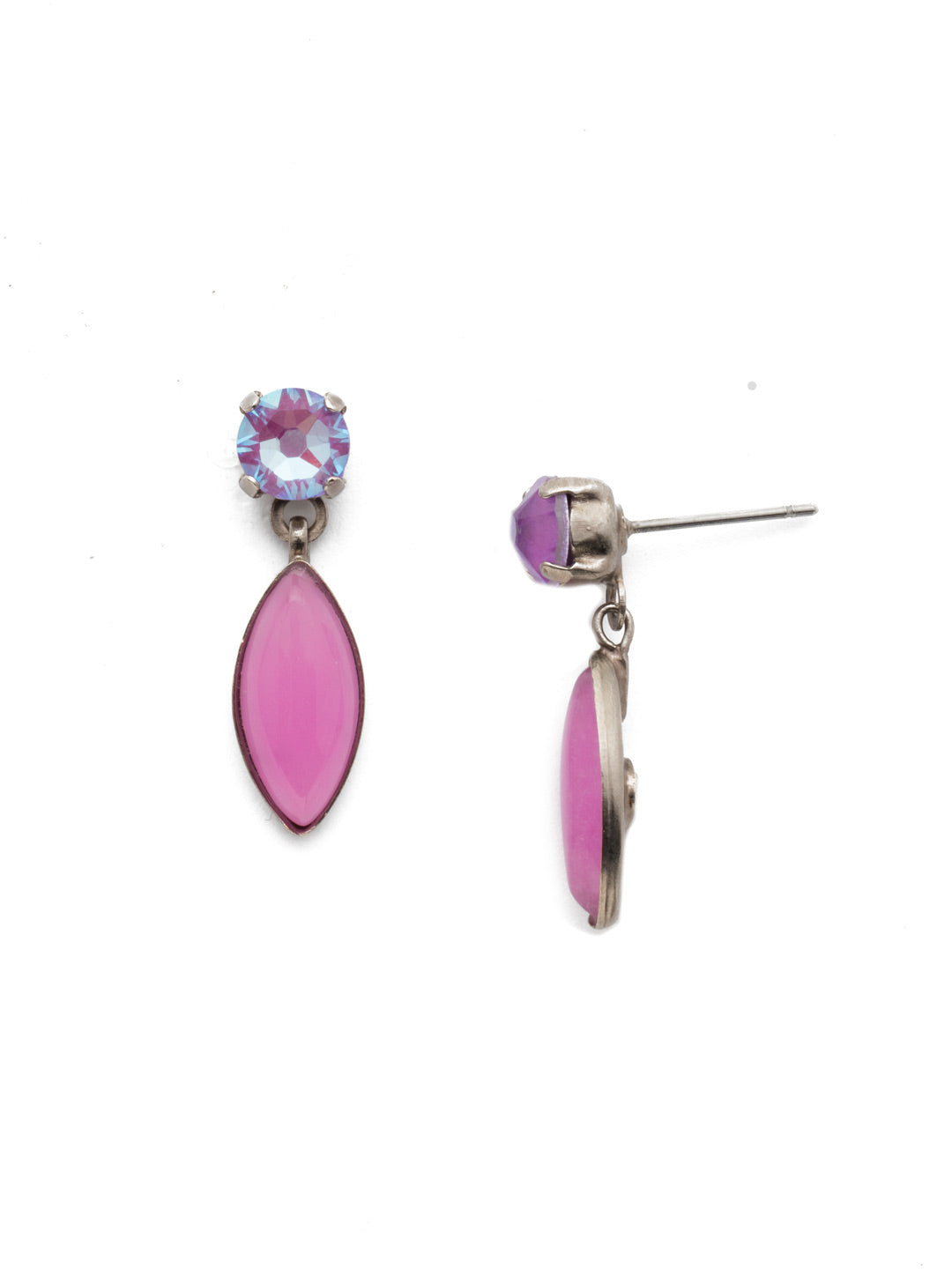 Jupiter Dangle Earrings - EEP65ASETP - Our Jupiter Dangle Earrings give an ode to Earth's beauty with their natural stonework look dripping from a classic faceted crystal beauty. From Sorrelli's Electric Pink collection in our Antique Silver-tone finish.