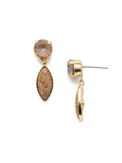Jupiter Dangle Earrings - EEP65BGCSM - Our Jupiter Dangle Earrings give an ode to Earth's beauty with their natural stonework look dripping from a classic faceted crystal beauty. From Sorrelli's Cashmere collection in our Bright Gold-tone finish.