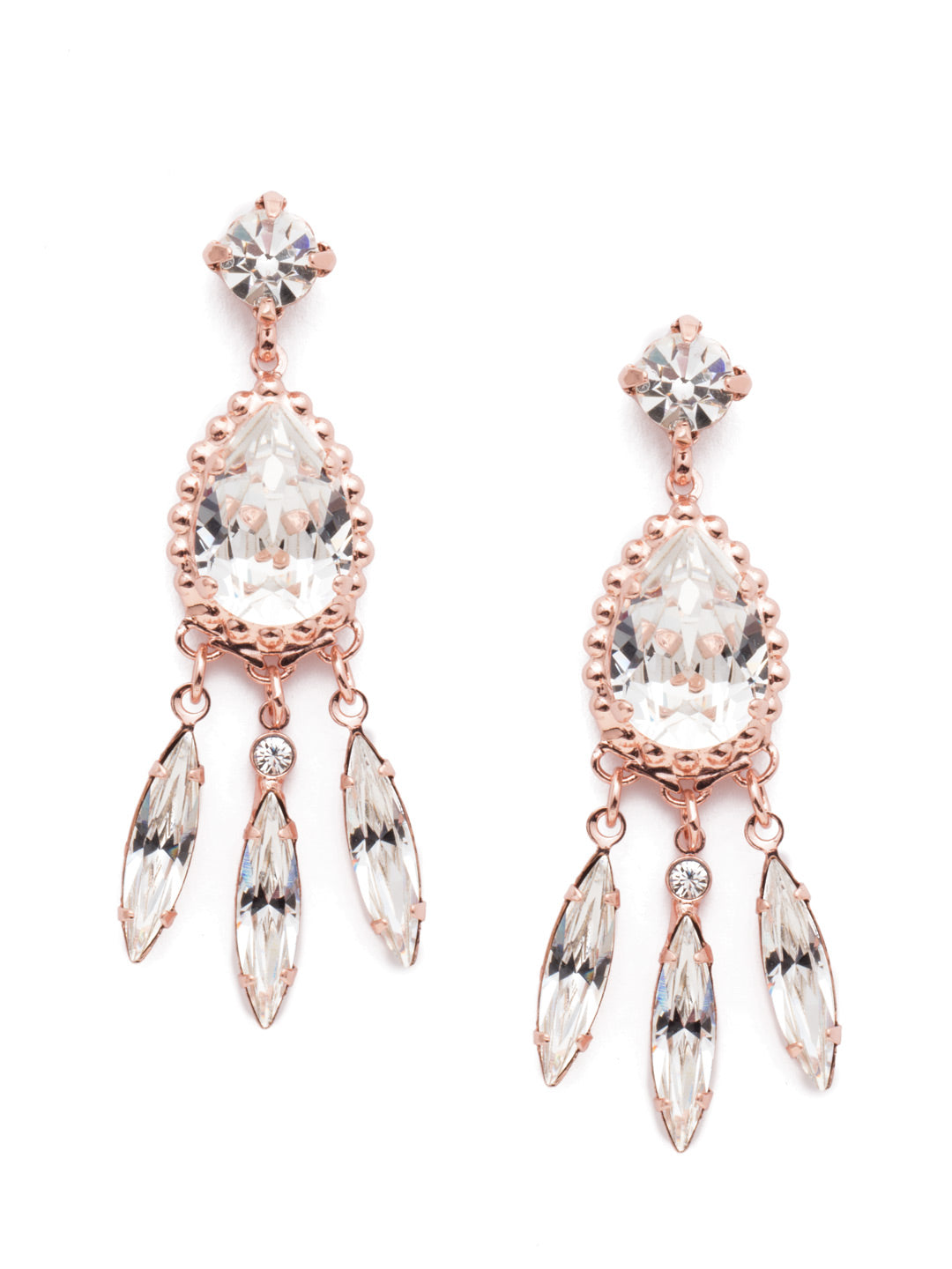 Ethel Statement Earring - EEP86RGCRY - <p>The Ethel Statement Earrings are sure to make a lasting impression. A pear shaped crystal takes center stage, hanging from a post stud, dripping in oblong crystals. From Sorrelli's Crystal collection in our Rose Gold-tone finish.</p>