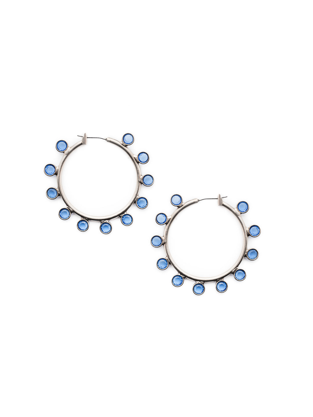 Drew Hoop Earrings - EEP91ASSAP - <p>The Drew Hoops will turn any look into a statment with clear crystals. From Sorrelli's Sapphire collection in our Antique Silver-tone finish.</p>