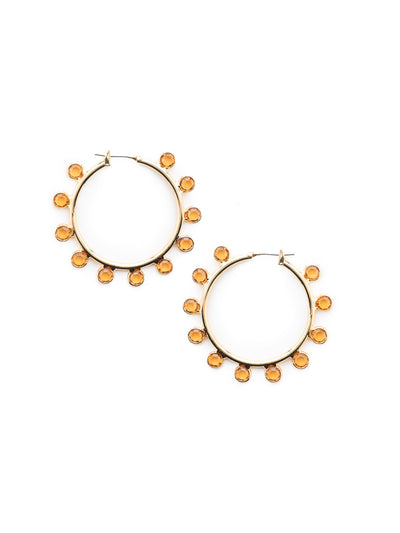 Drew Hoop Earrings - EEP91BGTOP - <p>The Drew Hoops will turn any look into a statment with clear crystals. From Sorrelli's Topaz collection in our Bright Gold-tone finish.</p>