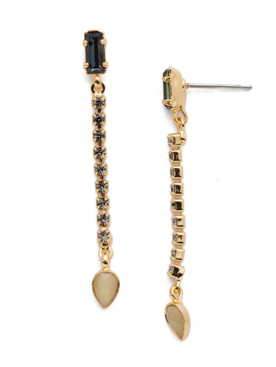 Ophelia Dangle Earrings - EEP9BGCSM - The Ophelia Dangle Earring offers up a stunning pair in richly hued baguette and pear-shaped crystals separated by a shimmering row of round sparklers. From Sorrelli's Cashmere collection in our Bright Gold-tone finish.