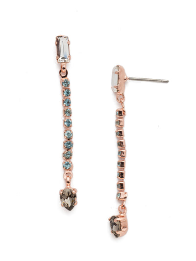 Ophelia Dangle Earrings - EEP9RGCAZ - The Ophelia Dangle Earring offers up a stunning pair in richly hued baguette and pear-shaped crystals separated by a shimmering row of round sparklers. From Sorrelli's Crystal Azure collection in our Rose Gold-tone finish.