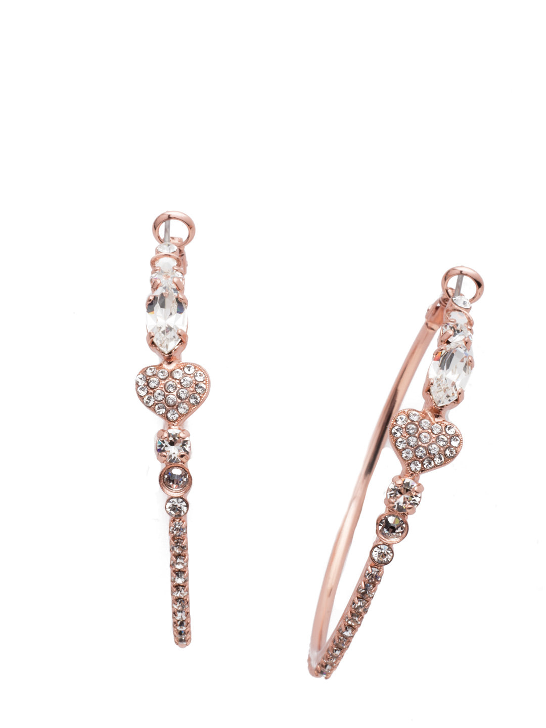 Ashton Hoop Earrings - EER50RGCRY - <p>Bling on classic hoop style and sparkle with the Ashton Hoop Earrings. Shimmering crystals showcase a heart at the center. What's not to love? From Sorrelli's Crystal collection in our Rose Gold-tone finish.</p>