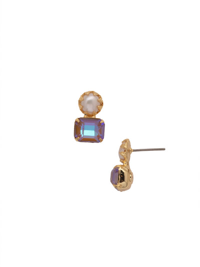 Deandra Stud Earring - EES10BGRSU - <p>The Deandra Stud Earrings are class summed up in a simple design. Fasten on the freshwater pearl attached to a sparkling cushion emerald cut stone and shine bright day or night. From Sorrelli's Raw Sugar collection in our Bright Gold-tone finish.</p>