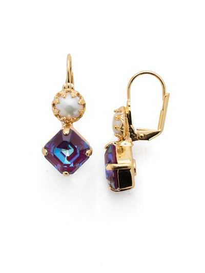 Caterina Dangle Earring - EES11BGBGA - Our Caterina French Wire Dangle Earrings start with a classic pearl, joined by an opaque cushion-cut crystal that will take your ensemble up a notch. From Sorrelli's Begonia collection in our Bright Gold-tone finish.