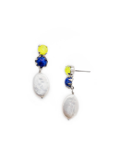 Arbor Dangle Earrings - EES120PDBPY - <p>Put on the Arbor Stud Dangle Earrings and ooze class with freshwater pearl accented with an opaque crystal stone. They're understated and elegant, all at the same time. From Sorrelli's Blue Poppy collection in our Palladium finish.</p>