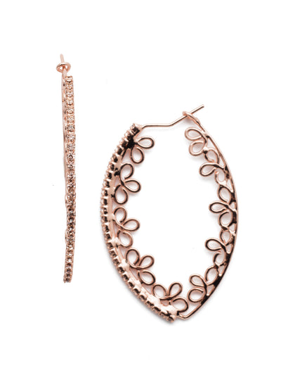 Gardenia Hoop Earrings - EES131RGLVP - <p>The Gardenia Statement Hoop Earrings are spring showstoppers. Rimmed in sparkling crystals, the hand-soldered metalwork demands equal attention. Onlookers will be jealous. From Sorrelli's Lavender Peach collection in our Rose Gold-tone finish.</p>