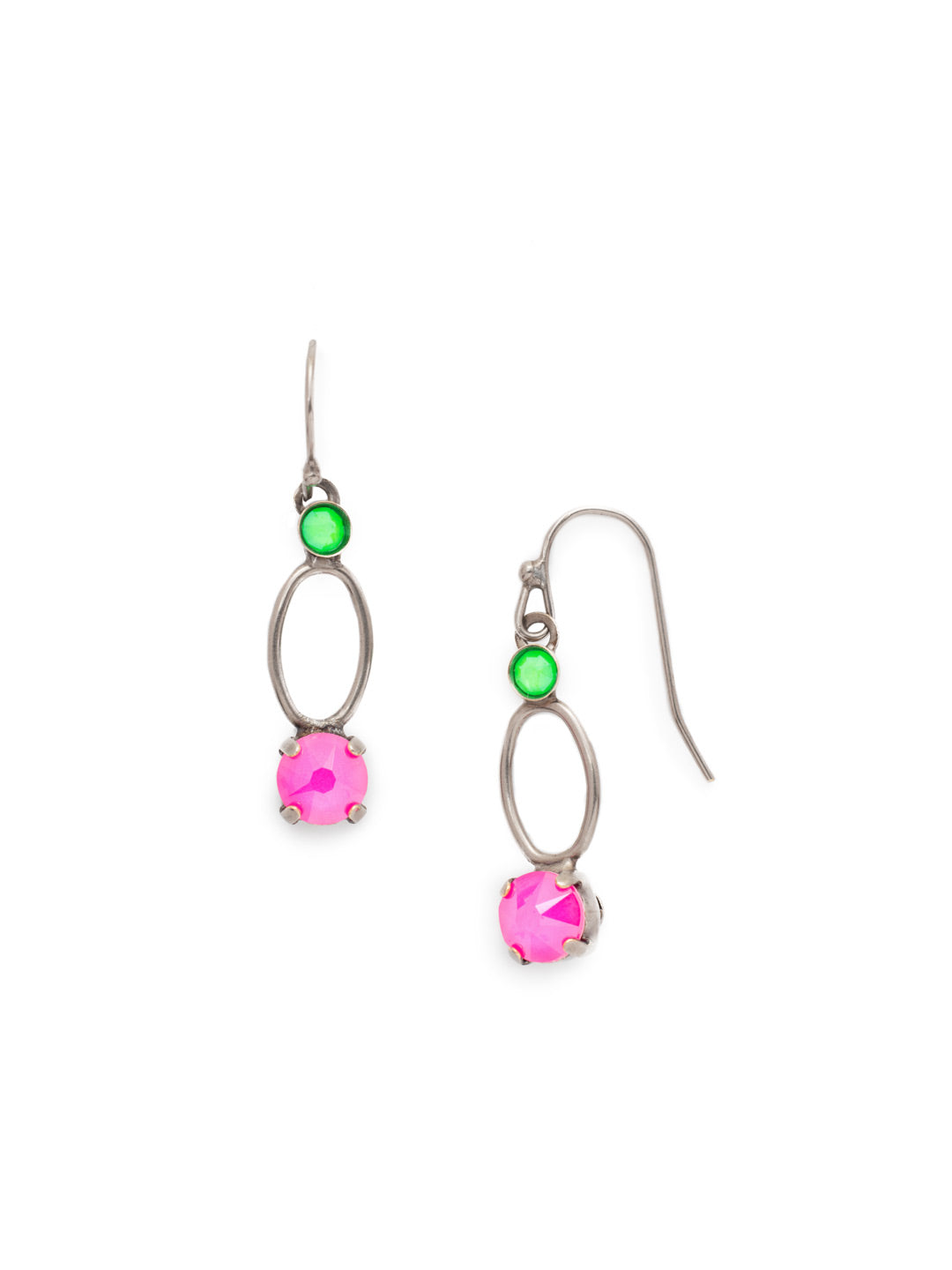 Emelia Dangle Earrings - EES15ASWDW - <p>The Emelia Dangle Earrings ooze simple sophistication with airy metalwork that's anchored from the top and bottom with glimmers of sparkling crystal. From Sorrelli's Wild Watermelon collection in our Antique Silver-tone finish.</p>