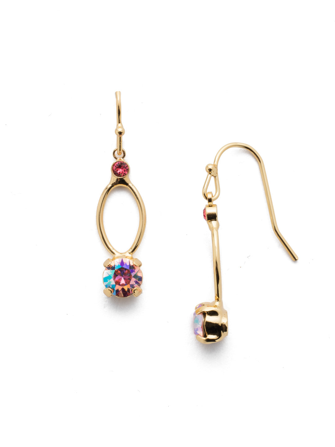 Emelia Dangle Earrings - EES15BGBGA - The Emelia Dangle Earrings ooze simple sophistication with airy metalwork that's anchored from the top and bottom with glimmers of sparkling crystal. From Sorrelli's Begonia collection in our Bright Gold-tone finish.