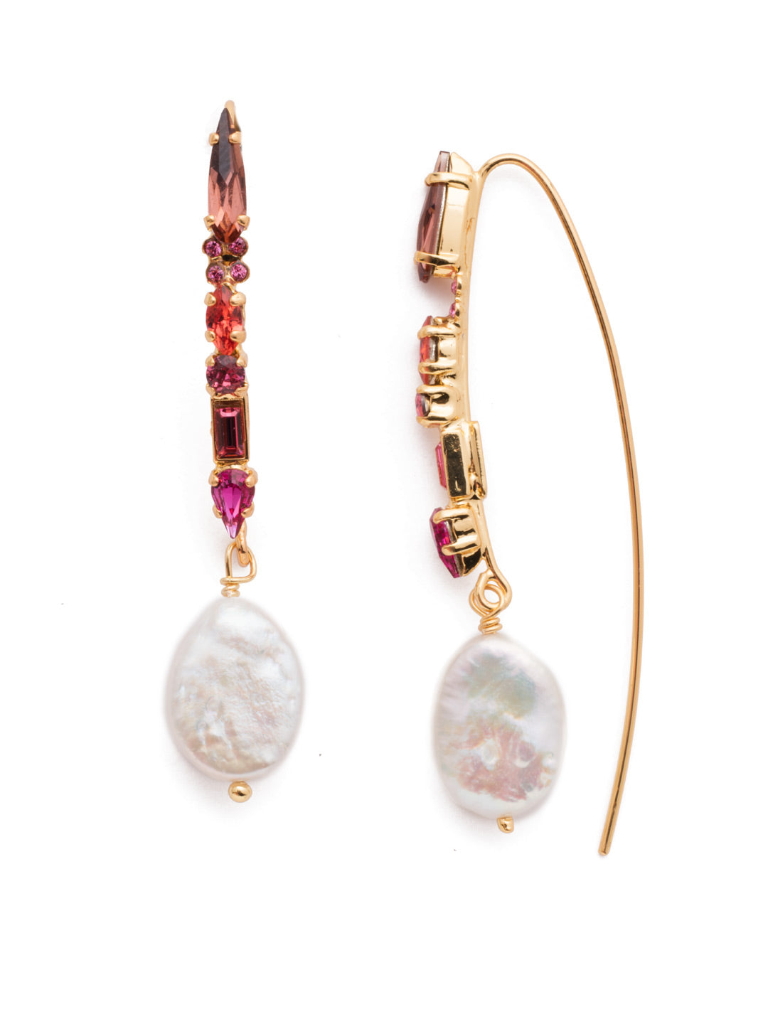 Paris Dangle Earrings - EES180BGBGA - Put on the Paris Dangle Earrings when you want to shine bright. Anchored by freshwater pearl pieces, these drip with sparkling crystals galore in baquette, navette, marquise and round shapes. They've got it all. From Sorrelli's Begonia collection in our Bright Gold-tone finish.